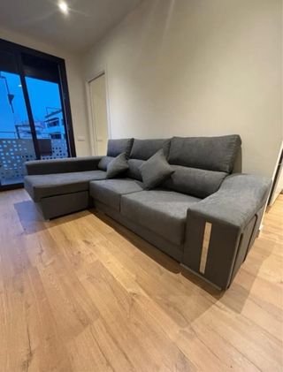 Sofá chaislongue gris tela