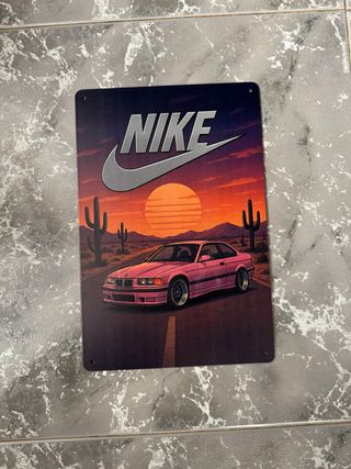 Cartel Metálico Bmw E36 Nike