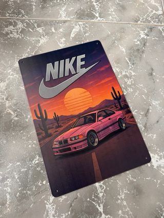 Cartel Metálico Bmw E36 Nike