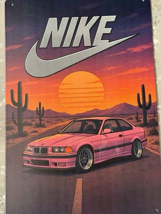 Cartel Metálico Bmw E36 Nike