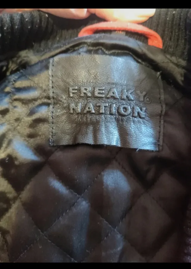 Chaqueta de cuero y tela roja XL