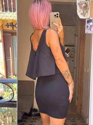 Vestido con lentejuelas hombro T.M