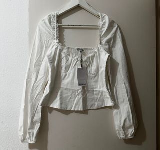 Blusa Bershka Blanca Manga Larga