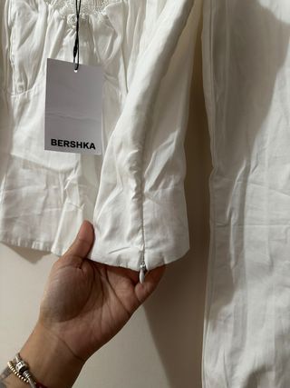 Blusa Bershka Blanca Manga Larga