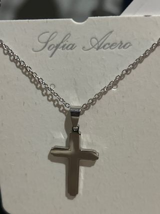 Collar Cruz Sofia Acero Plateado
