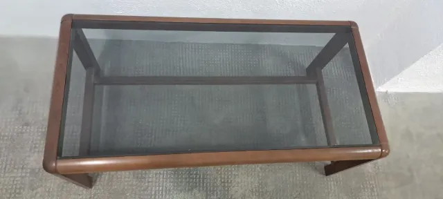 Mesa de centro cristal y madera