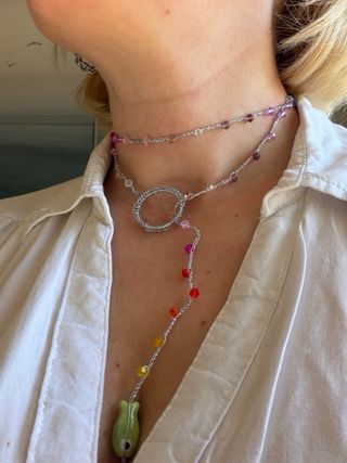 Collana artigianale con cristalli arcobaleno