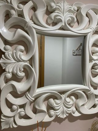 Espejo Recibidor Blanco y Dorado
