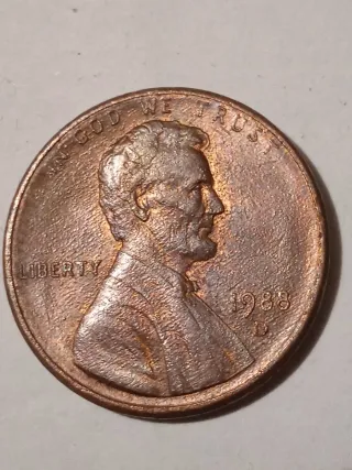 MONEDA 1 CENTAVO LINCOLN.1988D.ERROR EXCESO METAL.