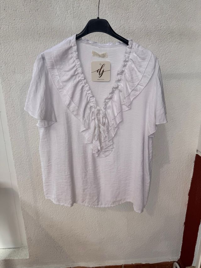 Blusa Volantes Talla Única Blanca