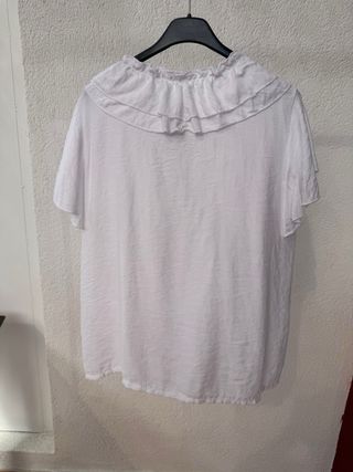 Blusa Volantes Talla Única Blanca
