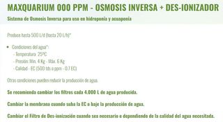 OSMOSIS INVERSA + DES-IONIZACION MAXQUARIUM 000PPM