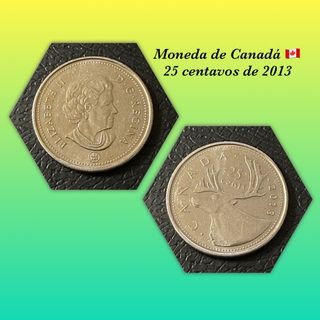 Moneda de Canadá de 25 centavos de 2013