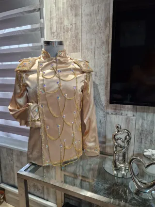 Chaqueta Novio Bordada Piedra Dorada