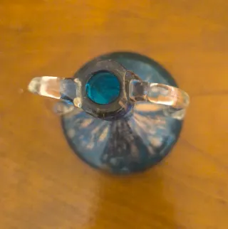 Jarrón de cristal azul y dorado