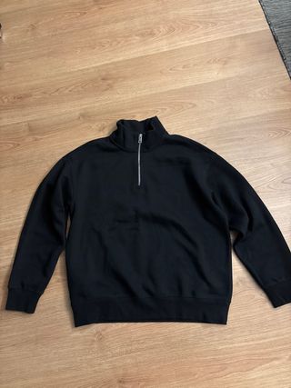 Sudadera H&M Negra XL Media Cremallera