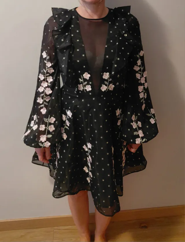 Vestido Giam. Valli x H&M Negro Flores