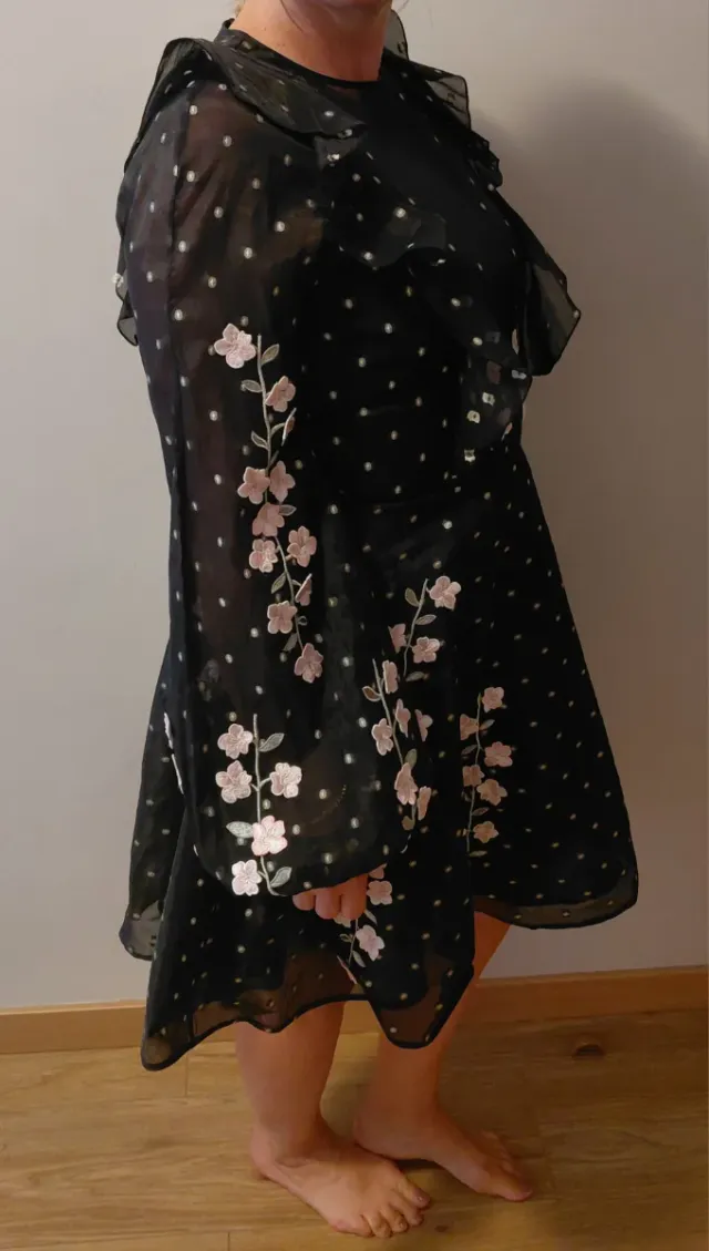 Vestido Giam. Valli x H&M Negro Flores