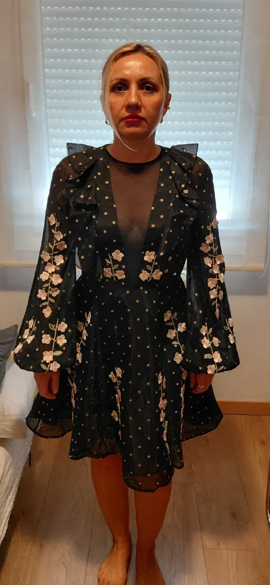 Vestido Giam. Valli x H&M Negro Flores