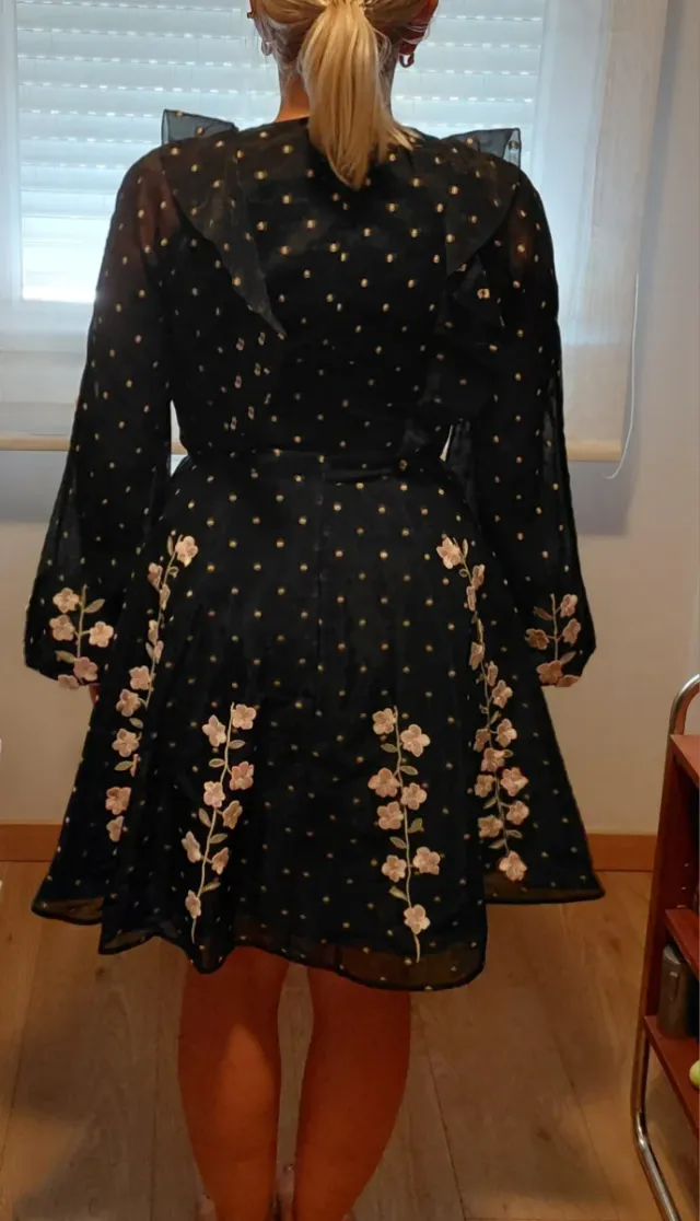 Vestido Giam. Valli x H&M Negro Flores