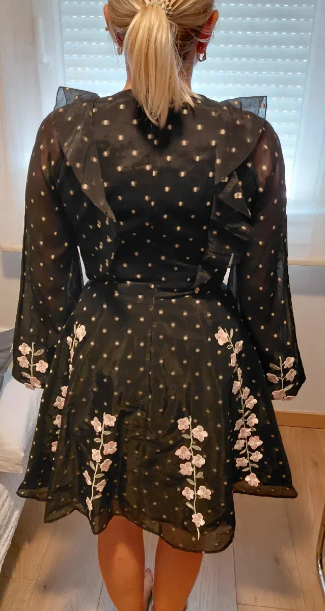 Vestido Giam. Valli x H&M Negro Flores