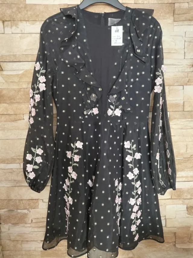 Vestido Giam. Valli x H&M Negro Flores