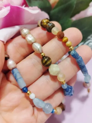 Collana pietre dure, perle e acciaio