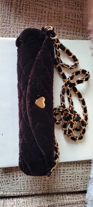 Paraguas plegable negro con funda bolso terciopelo