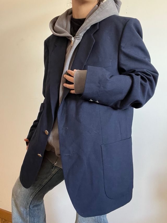 Americana Blazer Vintage Azul Oversize