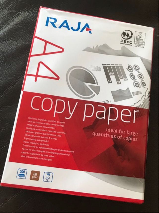 Paquete 500 folios papel impresora RAJA A4