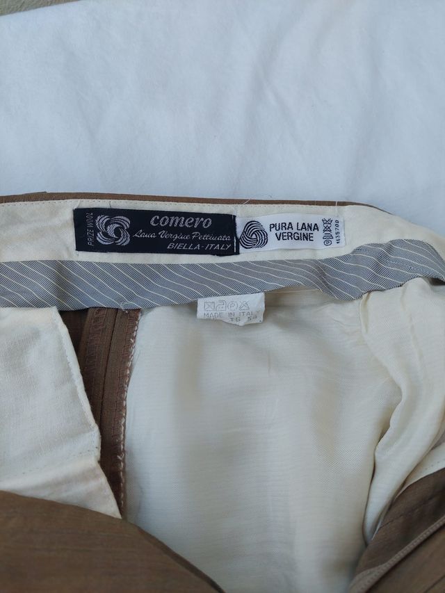 Pantaloni lana 100% classici TG52 marrone