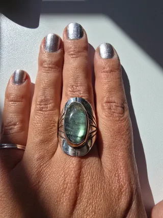 Anillo Plata Piedra Labradorita Ovalada