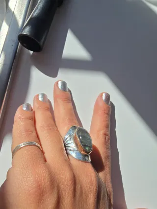 Anillo Plata Piedra Labradorita Ovalada