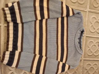 Jersey niño rayas azul, blanco y marrón