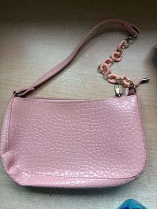 Bolso rosa efecto piel cocodrilo