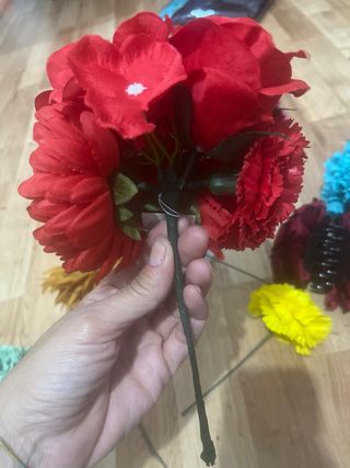 Ramillete Flamenca Rojo y Dorado