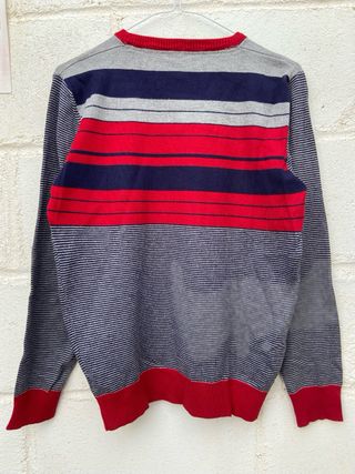 Jersey rayas azul, rojo y gris