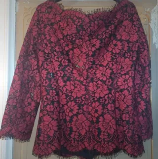 Blusa Luisa Spagnoli Pizzo Rosso Nero