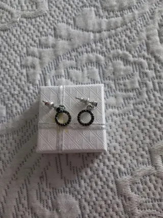 Pendientes Aro Negro y Plateado