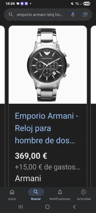Reloj Emporio Armani Plata Nuevo
