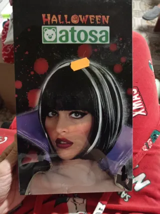 Peluca Halloween Atosa Negra y Blanca
