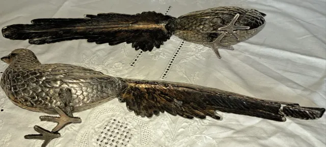 Pareja Faisanes Plateados Decorativos