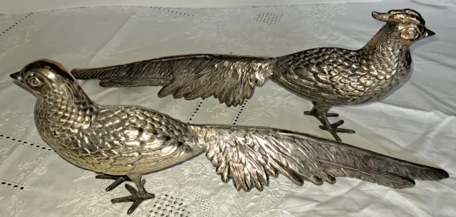 Pareja Faisanes Plateados Decorativos