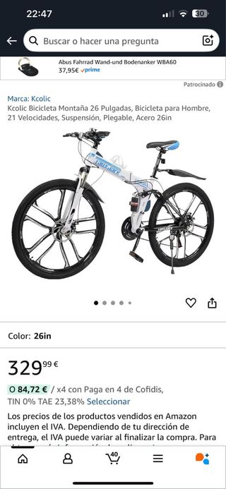 Bicicleta Montaña Kcolic 26 Plegable
