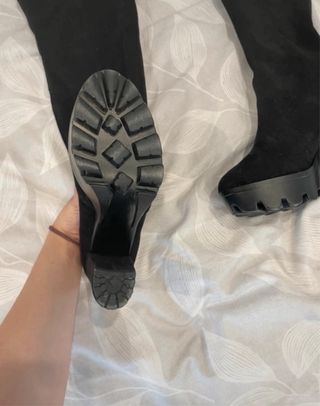 Stivali alti in velluto nero