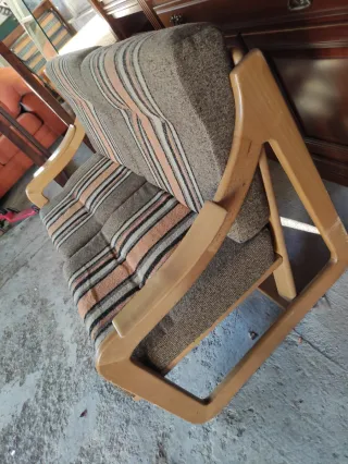 Sofá vintage 2 plazas tela y madera