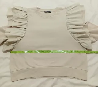 Sudadera Zara Beige Volantes
