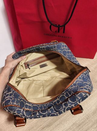Bolso Carolina Herrera lona vaquera y piel.