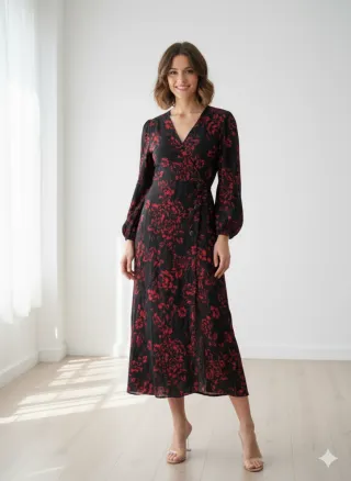 Vestido cruzado estampado floral midi