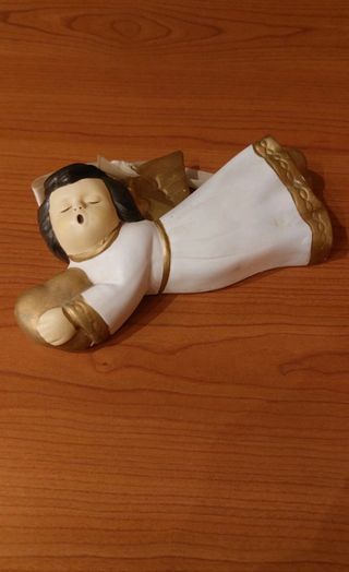 Angelo in ceramica bianco e oro